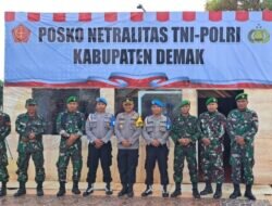 Polres  Demak Bersama Kodim Demak  Dirikan Posko Netralitas Pemilu 2024.