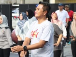 Peringati HPN 2024 Polres Grobogan, Jajaran Forkompinda Dan Awak Media Ikuti Acara Senam Bersama.