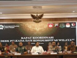 Pj Bupati Pati Bersama Pimpinan Muspida ,Bawaslu Dan KPUD Pati Hadiri  Rakor Desk Pilkada Di Kantor Gubernur Jateng.