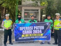 Satlantas Polres Demak Sosialisasi Operasi Patuh Candi 2024 Pada Pelaku ojek Online..
