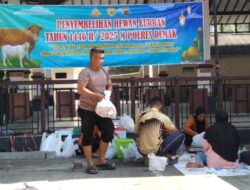Selenggarakan Kurban, Polres Demak Sembelih 6 Ekor Sapi Dan 5 Ekor Kambing.