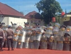 Polres Grobogan Gelar Giat Pengecekan Peralatan Dan Latihan Pengendalian Masa.