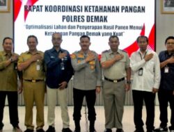 Rakor Ketahanan Pangan Di Demak,Polres Demak Soroti Optimalisasi Lahan Hingga Serapan Bulog.